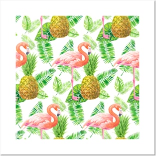 Tropical garden watercolor pattern Posters and Art